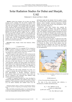 Solar Radiation Studies for Dubai and Sharjah, UAE