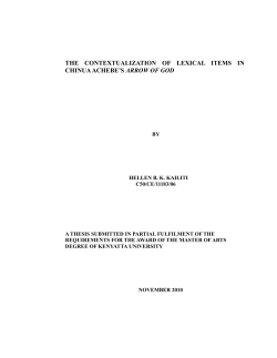 the contextualization of lexical items in chinua achebe`s arrow of god