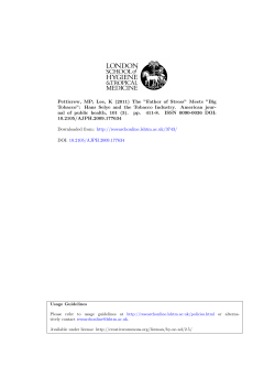 Lee, K (2011) The &rdquo;Father of Stress&rdquo;