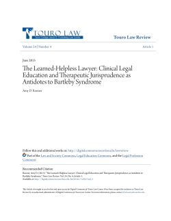 The Learned-Helpless Lawyer: Clinical Legal Education