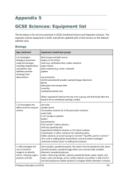 Appendix 5 GCSE Sciences: Equipment list - Edexcel