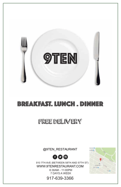 FOOD MENU - 9Ten Restaurant