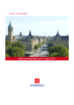 Main banking fees as of 1 April, 2017