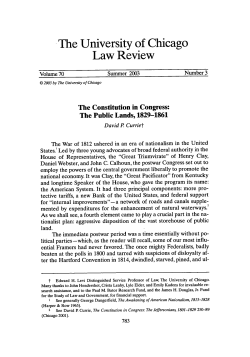 The Constitution in Congress: The Public Lands, 1829-1861