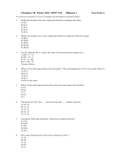 Chemistry 1B Winter 2016 MWF 9:30 Midterm 2 Test Form A