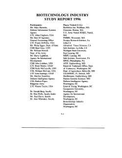 BIOTECHNOLOGY INDUSTRY STUDY REPORT 1996
