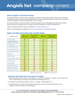 Guide to Angie`s List Brand Promotion Angie`s List Report
