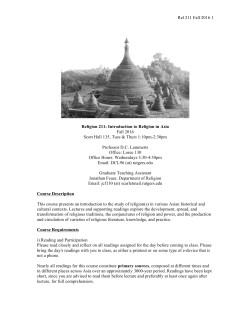 01:840:211:01 Religion in Asia - Department of Religion
