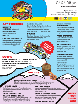 Menu - Lookout Tavern