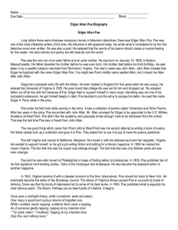 Edgar Allan Poe Biography Edgar Allan Poe