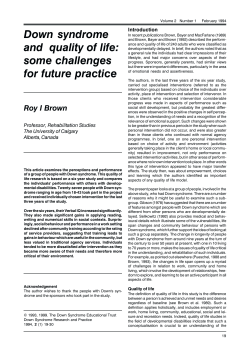 Down Syndrome Research and Practice Vol 2 No 1 Pages 19-30