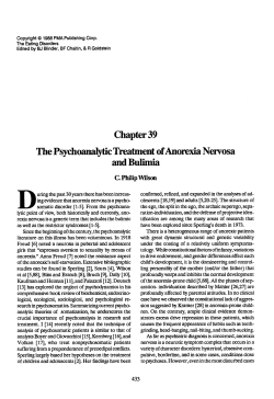 Chapter 39 The Psychoanalytic Treatment of Anorexia