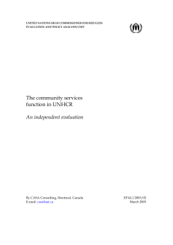 The community services function in UNHCR An independent