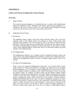 CHAPTER 19 Culture and Society in Eighteenth
