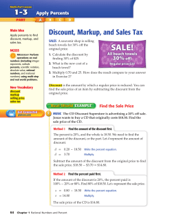 Discount, Markup, and Sales Tax