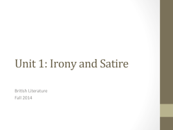 Unit 1: Irony and Satire