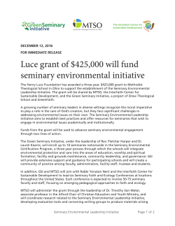 Seminary Environmental Leadership Initiative Grant