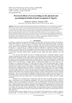 Perceived effects of overcrowding on the physical and psychological