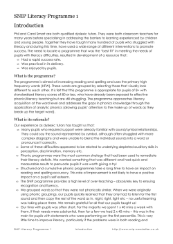 SNIP Literacy Programme 1 Introduction