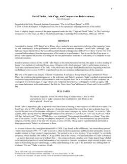 David Tudor, John Cage, and Comparative