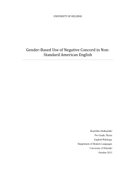 Gender-Based Use of Negative Concord in Non-Standard