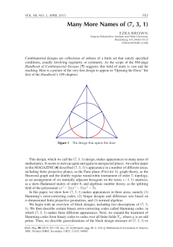 Many More Names of (7, 3, 1) - VT Math