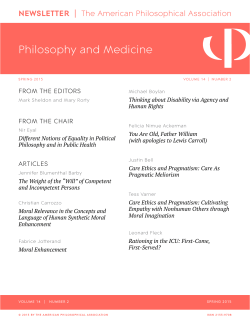 APA Newsletter on Philosophy and Medicine, Vol. 14, no. 2 (Spring