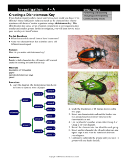 Investigation 4 &bull; A Creating a Dichotomous Key