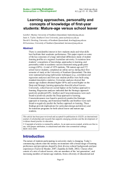 Learning approaches, personality and concepts of knowledge of first