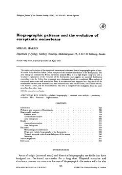 Biogeographic patterns and the evolution of