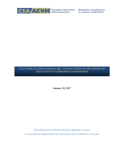 csa consultation paper 81-408 &ndash; consultation on the option of