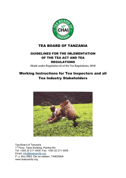 Guidelines for the Implementation of the Tea Act and Tea Regulations