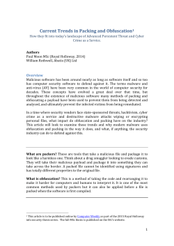 The Use of Packers, Obfuscators and Encryptors in Modern Malware