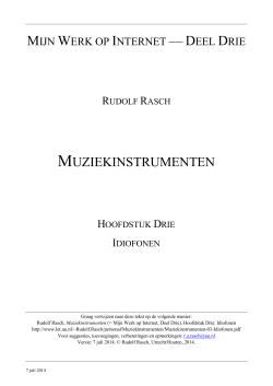 Rudolf Rasch -- Muziekinstrumenten -- Hoofdstuk Drie -