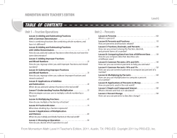 MoMentuM Math teacher`s edition tABlE OF cOntEnts - Pro-Ed