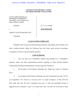 Greenwood, et al. v. Amplify Snack Brands, Inc.