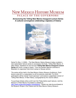 Announcing the Telling New Mexico Inaugural Lecture Series A