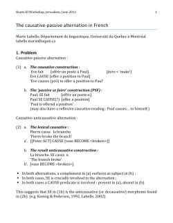 The causative‐passive alternation in French - Marie Labelle