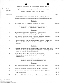 H.2 Actions of the Board, its Staff, and the Federal Reserve Banks