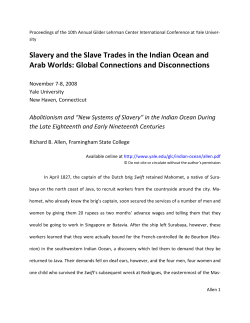 Slavery and the Slave Trades in the Indian Ocean and Arab Worlds