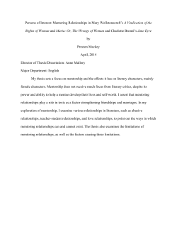 Persons of Interest: Mentoring Relationships in Mary Wollstonecraft`s