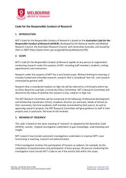 Code for the Responsible Conduct of Research