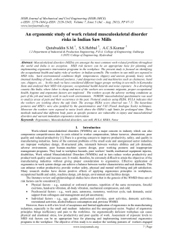 An ergonomic study of work related musculoskeletal disorder risks in