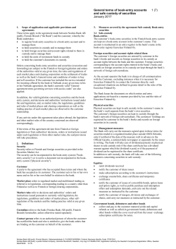 General terms of book-entry accounts and safe custody of