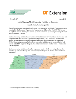 List of Custom Meat Processing Facilities in Tennessee
