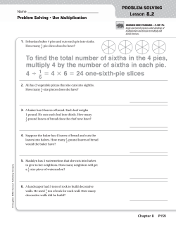 To find the total number of sixths in the 4 pies, multiply 4 by