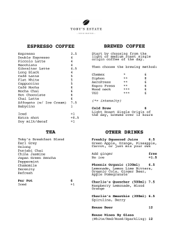 Menu July 2014 - Toby`s Estate