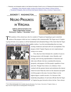 Booker T. Washington, "Negro Progress in Virginia," address, 1913
