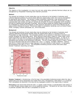 Experiment: Precipitation Hardening of Aluminum Alloys