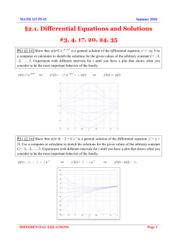 2.1. Differential Equations and Solutions #3, 4, 17, 20, 24, 35